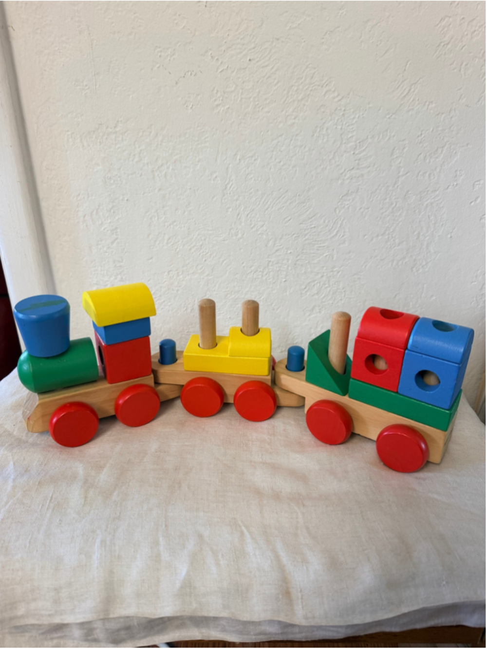 Melissa & Doug Classic Wooden Stacking Train Colorful Blocks Toddler Toy